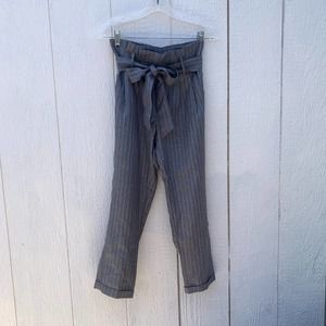 indigo rein gray with thin white stripes paperbag pants size JR 3 / 25